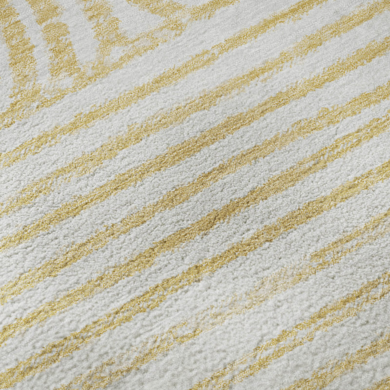 Premium Machine Washable Cerrito AMF540 Gold Rug, Rectangle 3' x 5'