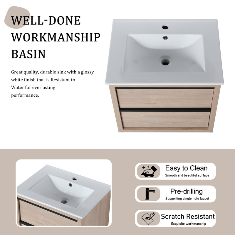 24.47'' Single Bathroom Vanity with Ceramic Top
