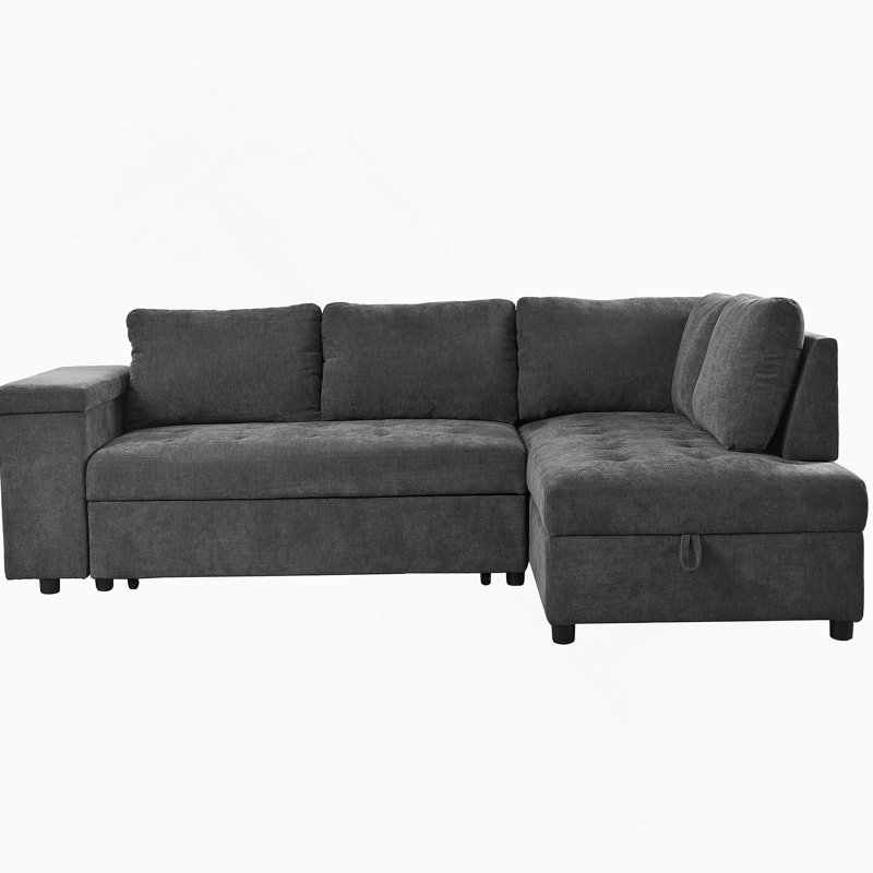 Polyester With Square Arms Sofa, Grey