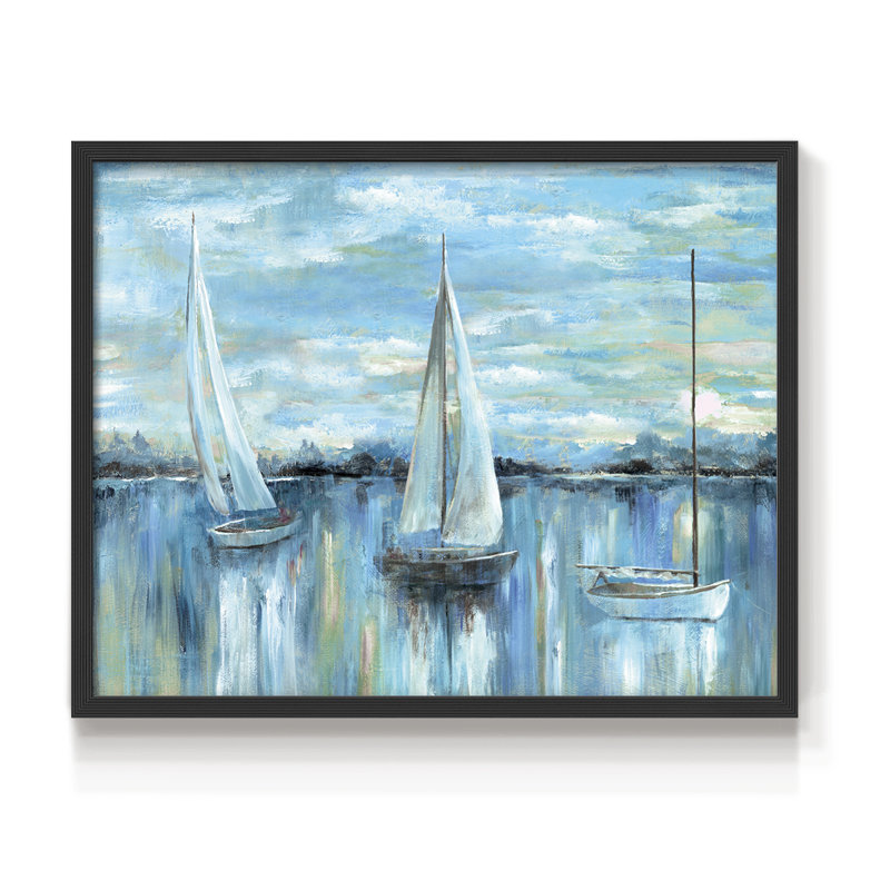 «Evening on the Bay» - reproduction encadrée - Restickable, H 11 po x l 14 po, Noir, noir, noir, noir