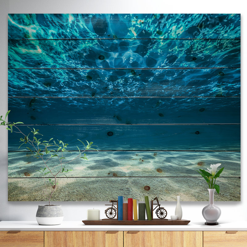 «Ocean Bottom Beneath the Surface», reproduction d'art mural sur toile, H 30 po x l 40 po, Impression encadrée, Bois