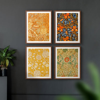 «Vintage Abstract Print XX», ensemble de 4 reproductions encadrées