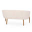 Beige avec surpiqûres en canaux et pieds en bois d'hévéa brun, look Mid-Century moderne, tissu d'assemblage, coutures, requis