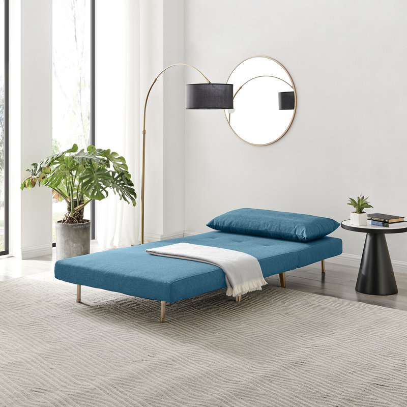 Berlyn Armchair and Single Futon - Luxury Modern Design, Blue Fabric