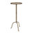 End table in antique gold finish with a round tray top and three-legged tripod base
