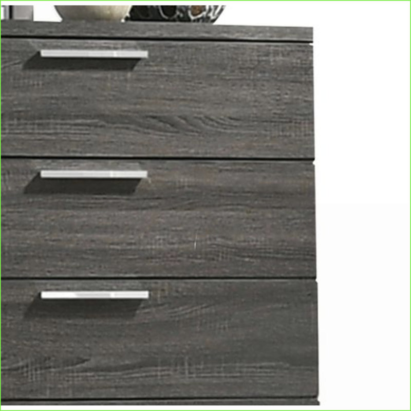 Commode, finition chêne gris moderne avec 5 tiroirs | Gris | Bois synthétique