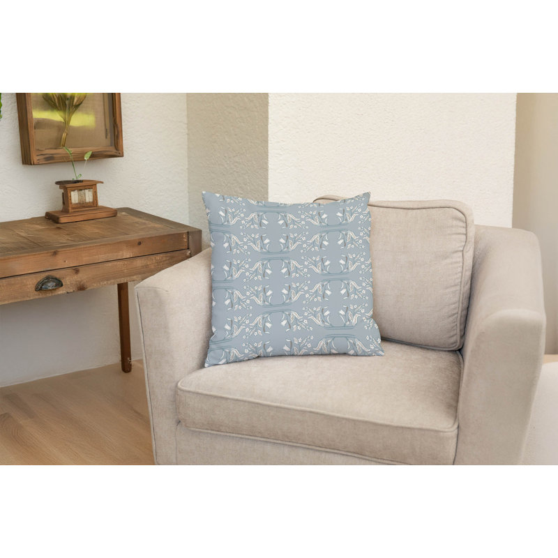 Coussin décoratif Mira, Bleu gris, Carré 16 po