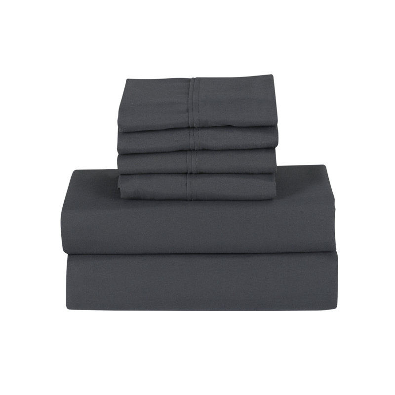 Rayon From Bamboo 6 Piece 1800 Thread Count Smart Pocket Sheet Set, Gray, Twin Sheet Set with 3 Additional Pieces