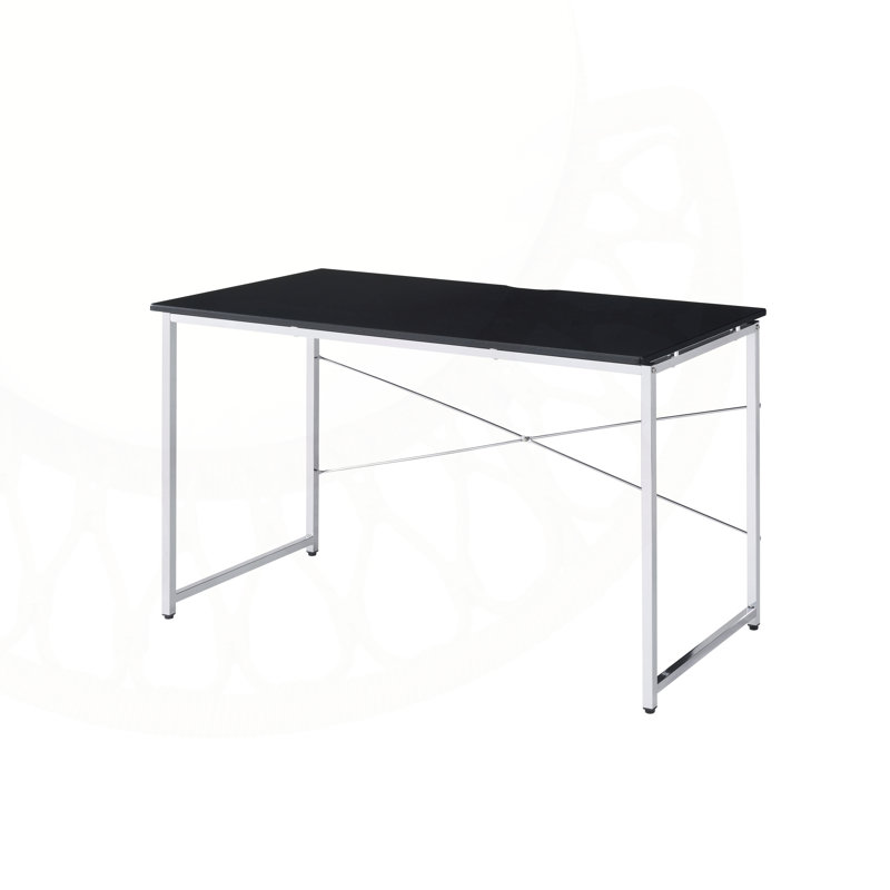 Stylish Black and Chrome Writing Bublava with Sled Base, Perfect for Modern Home Offices and Compact Spaces, Black