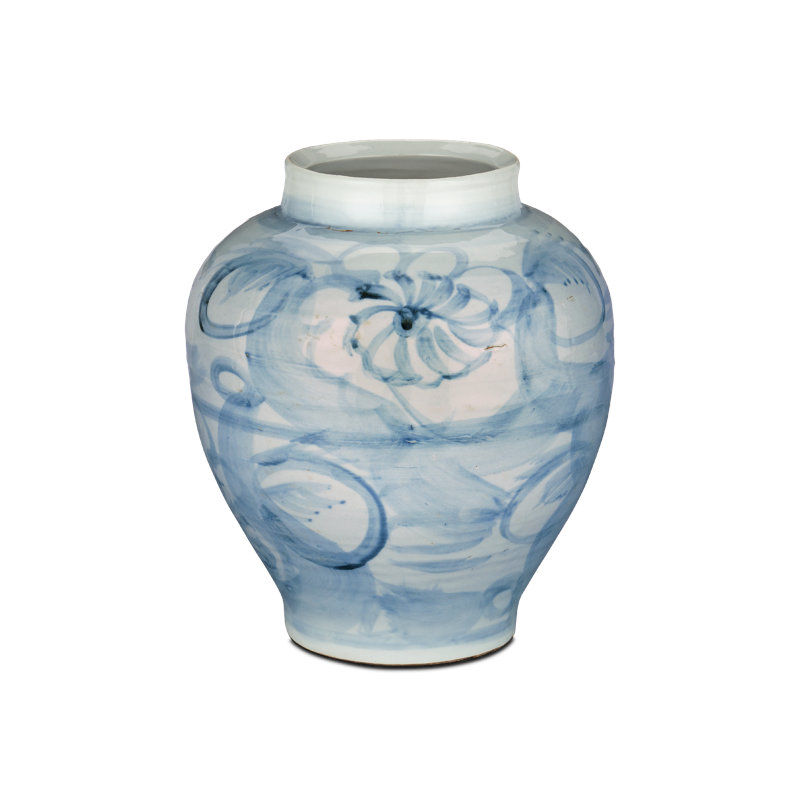 Ming-Style Countryside Large Preserve Pot, 10.25" H x 9" W x 9" D
