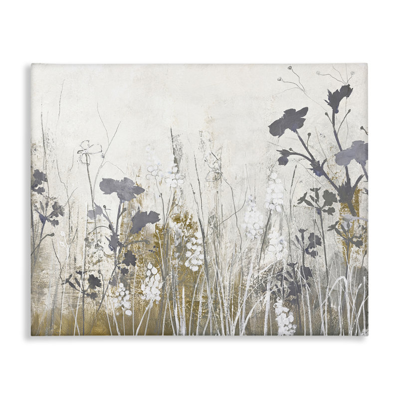 «Grey Flower Silhouettes», art mural sur toile par Design Fabrikken bp-733_CN, H 30 po x l 40 po