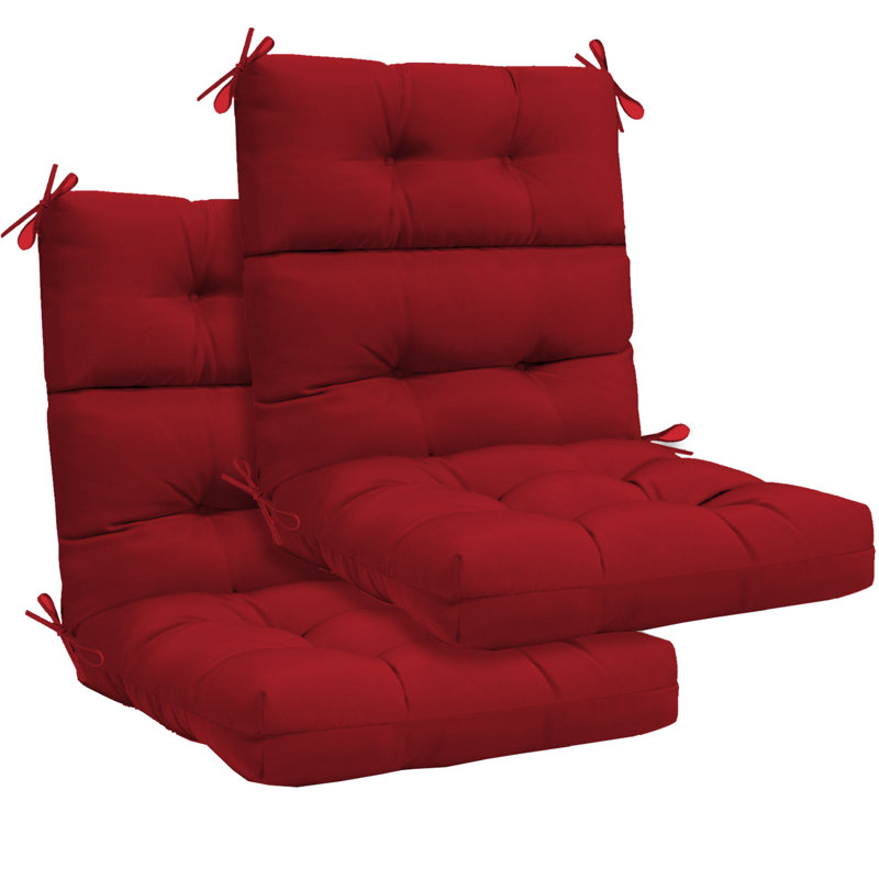 2Ps Waterproof High-Back Chair Cushion With Non-Slip Belt, Broken Foam And Cotton Filling, Suitable For Indoor/Outdoor Garden Furniture.