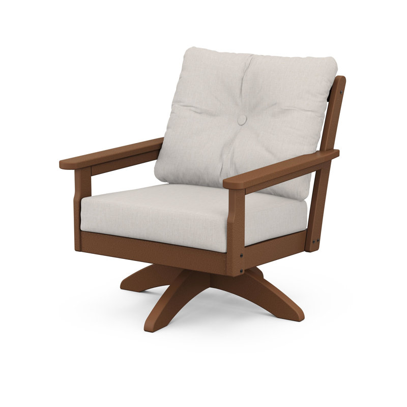 Lakeside Vineyard Deep Seating Swivel Chair, Teak, Cast Ash