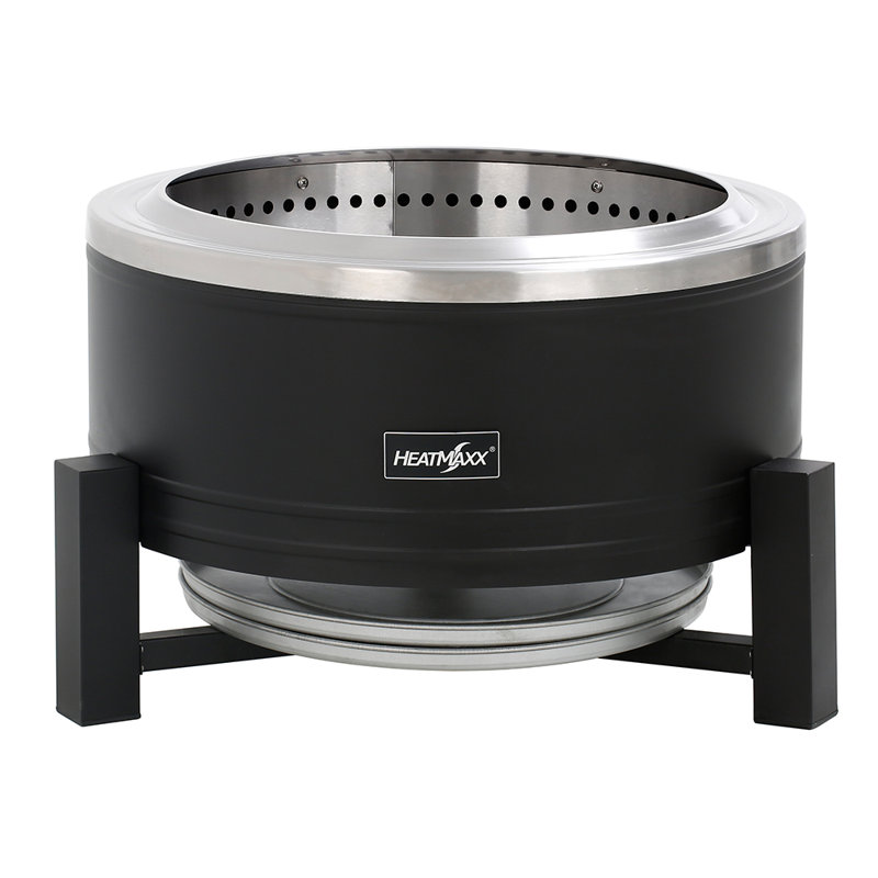 Black Circular Wood-Burning Free-Standing Fire Pit with Ash Drawer