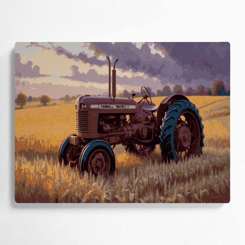 «Farm Farm Tractors», art mural en métal brun, H 24 po x l 36 po