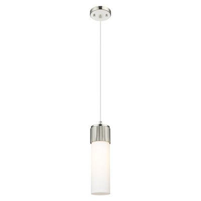 Downtown Urban - Bolivar - Luminaire suspendu 1 lumière de 5 po avec abat-jour 7 po - Finition nickel poli - Abat-jour granuleux