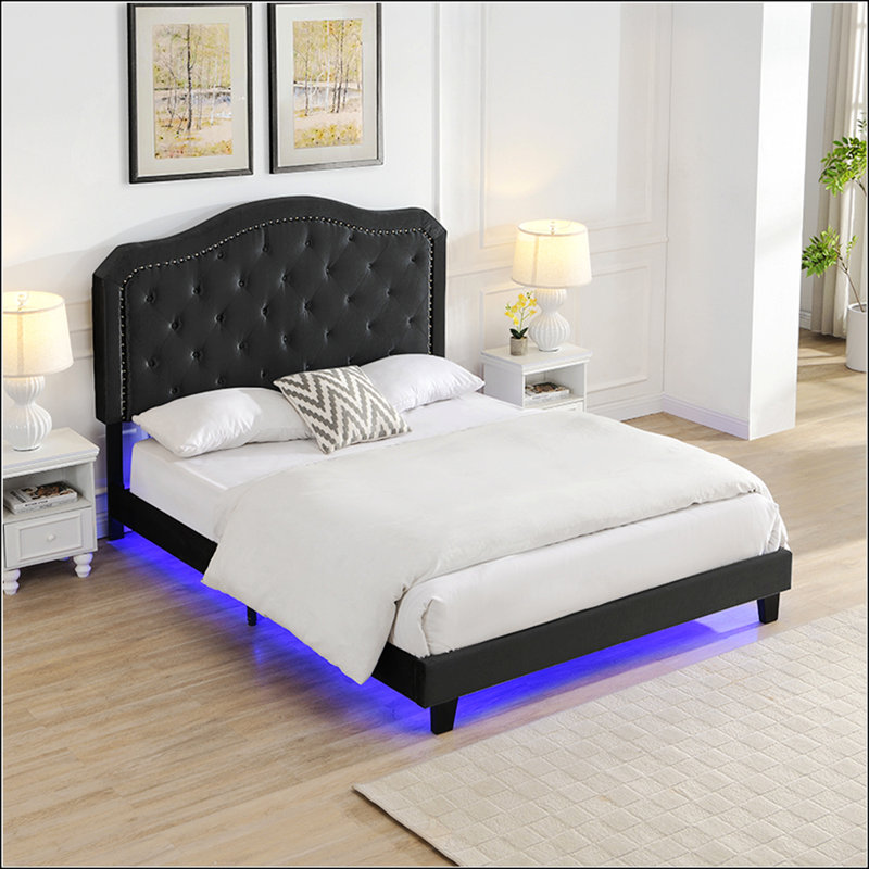 Upholstered Bed, Black