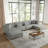 Seemab 6 - Piece Upholstered Light Gray Corduroy Modular Sectional with Pillow Back and Removable Ottoman-1348314275-1357576003