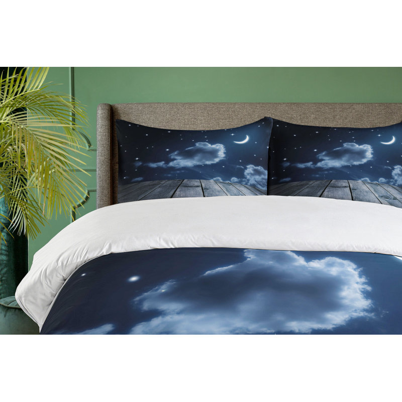 Twin Dark Blue Celestial Night Sky Duvet Cover Set