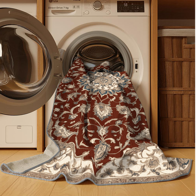 Tapis persan gris lavable à la machine, Carré 4 pi