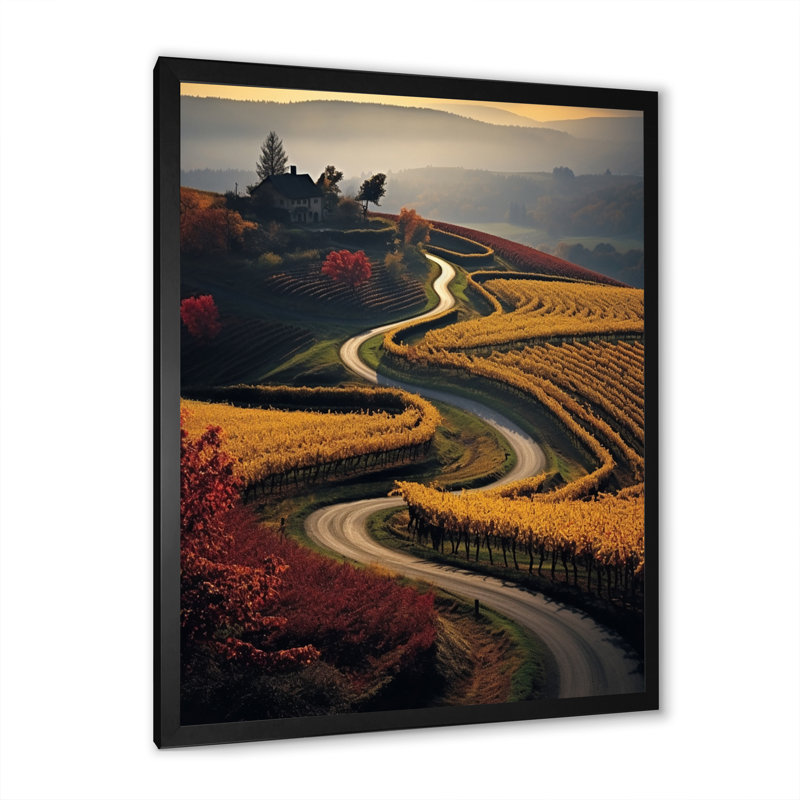 «Scenic Enchanting Vineyard II», impressions sur toile, Cadre photo noir, H 32 po x l 24 po x P 1 po