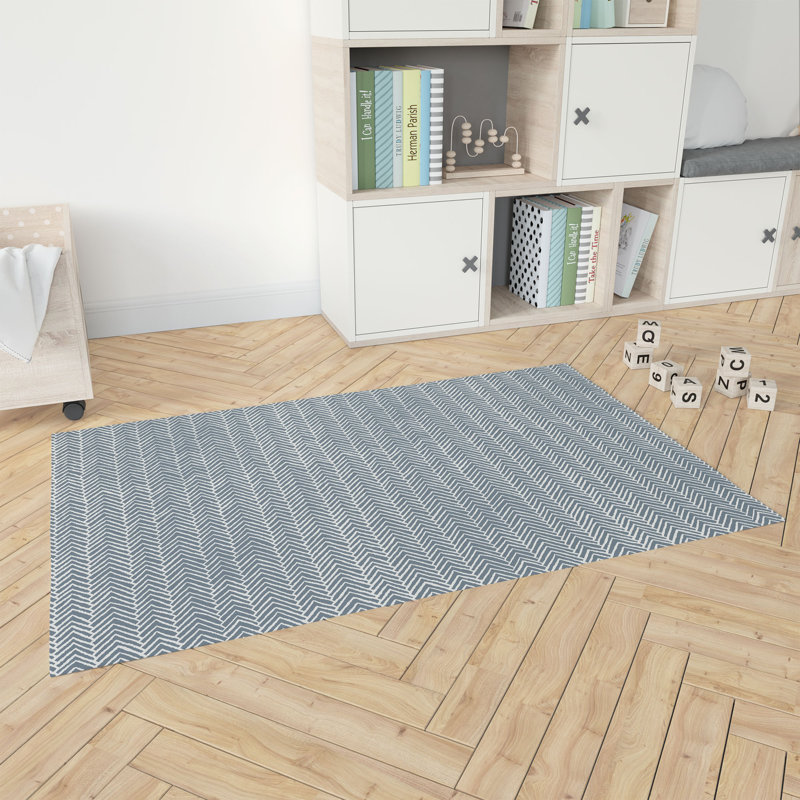 Chevron Snug Activity Mat, Blue, Rectangle 2' x 3'