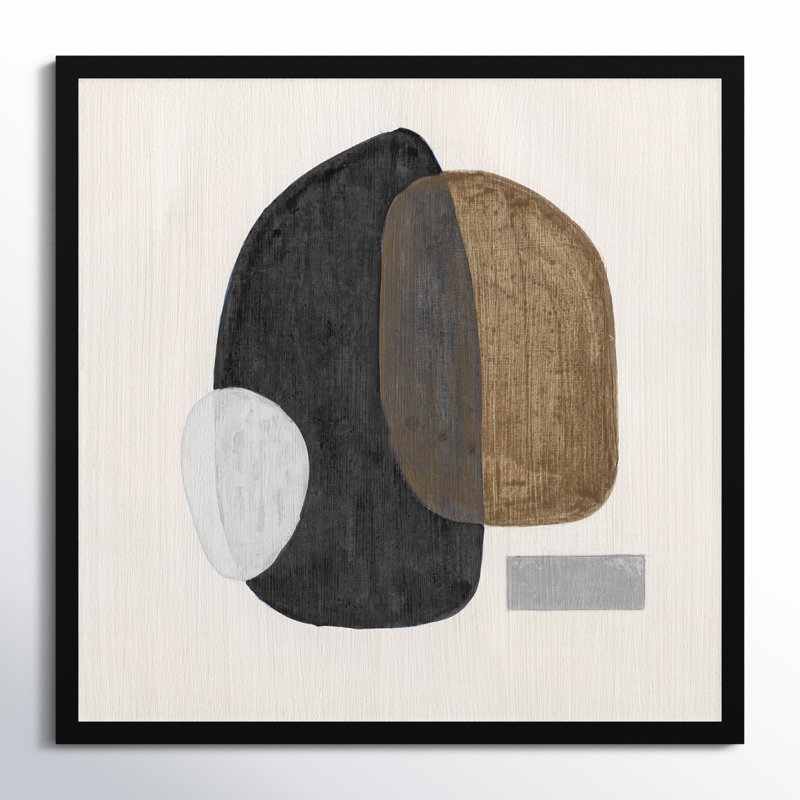 Inola Neutral Stones III Wall Art, 23.5" H x 23.5" W, Black