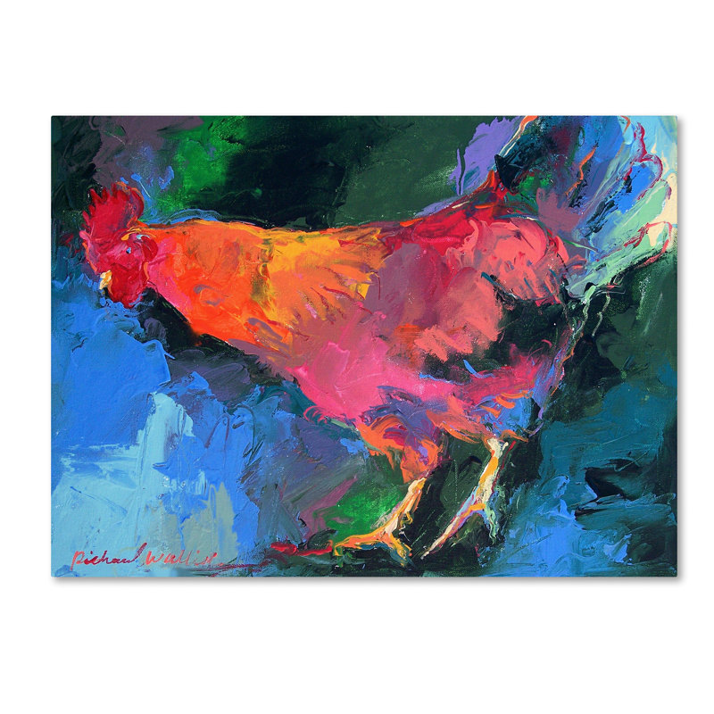 « art poulet », reproduction sur toile tendue, H 14 po x l 19 po