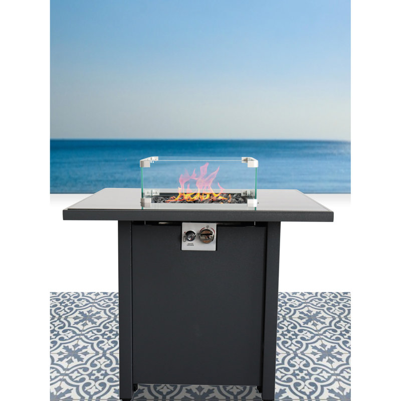 Table de foyer d'extérieur 25 po x 30 po avec couvercle, acier inoxydable, acier