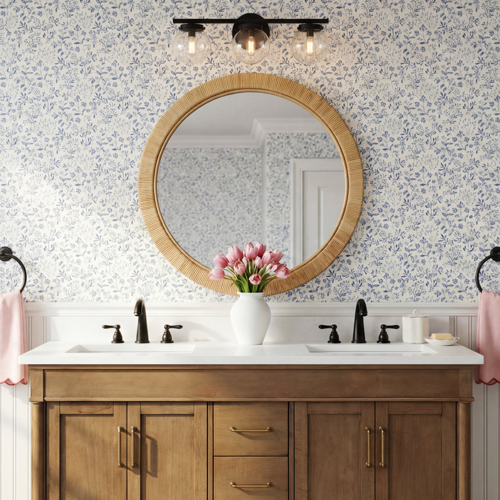 Finian 3-Light Dimmable Vanity Light, Clear, Matte Black