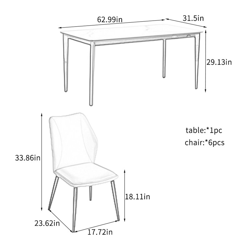 Durable Dining Table Sets with Quality Features., 29.13"H x 62.99"L x 31.5"W