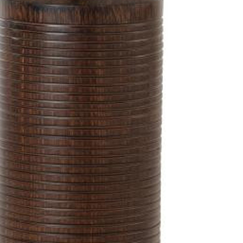 Lampe de table usb brune 31 "avec abat-jour tambour beige