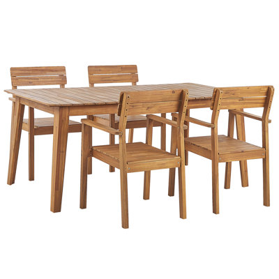 Bordovice 4 - Person Acacia Wood Patio Dining Set with Rectangular Table