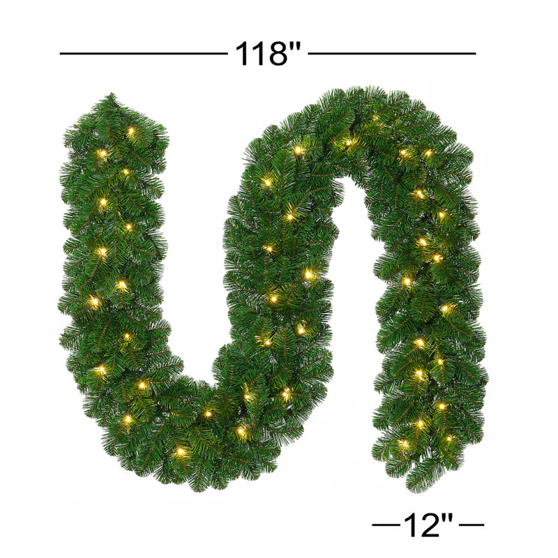 118'' in. Lighted Faux Garland
