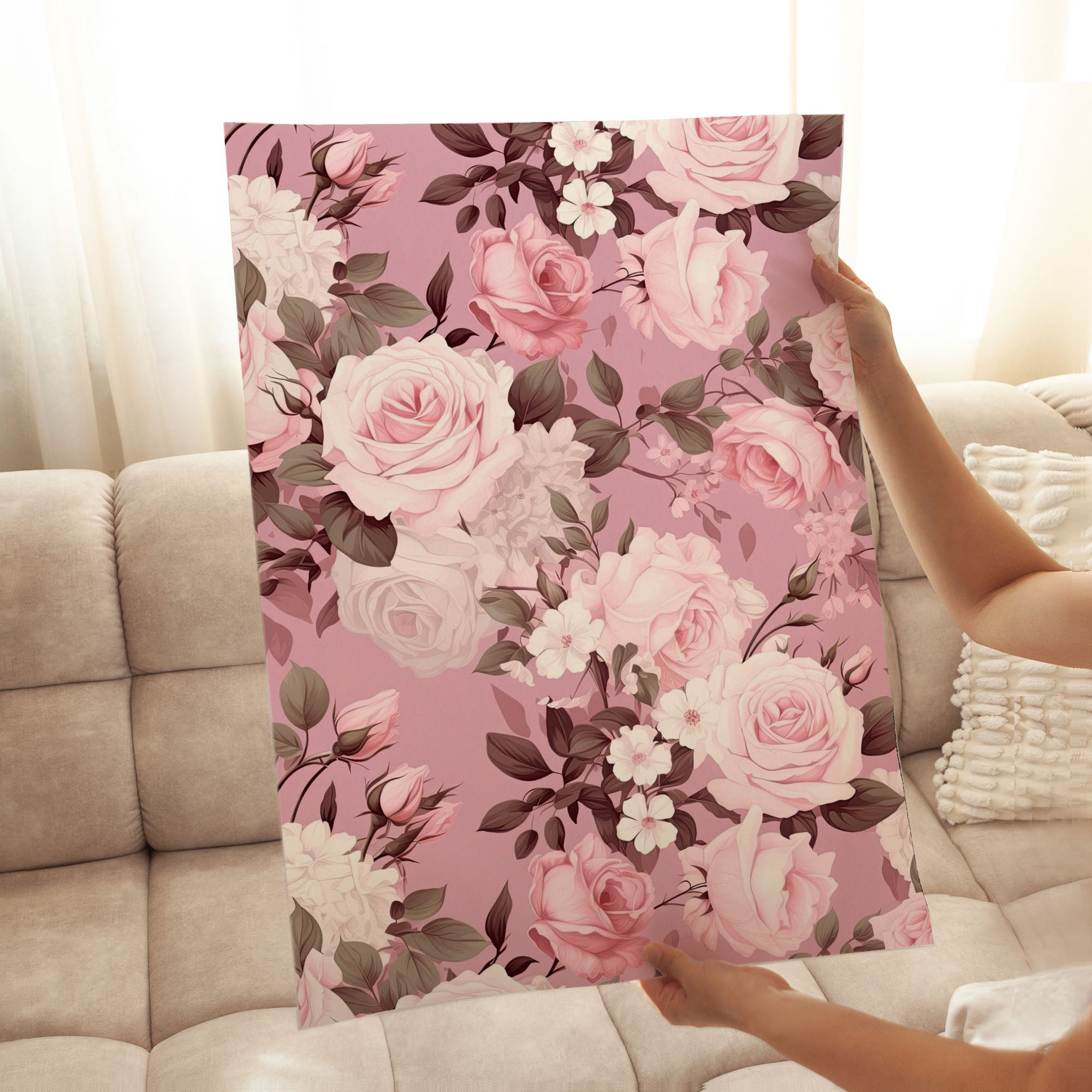 Winston Porter Floral Muted Pink Roses I Glam Unframed Art Print | Wayfair