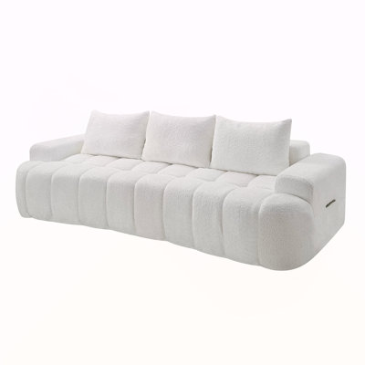 Canapé modulaire compressé très large de 100 po à l'avant courbé, canapé Boucle 3 places en forme de nuage avec mousse à haute résilience, facile à déplacer et à expédier, canapé surdimensionné moderne pour le salon