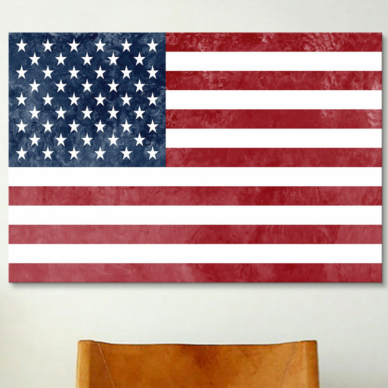 « flags u.s.a. », impression sur toile, H 18 po x l 26 po x P 1,5 po, Pas de tapis, Toile tendue