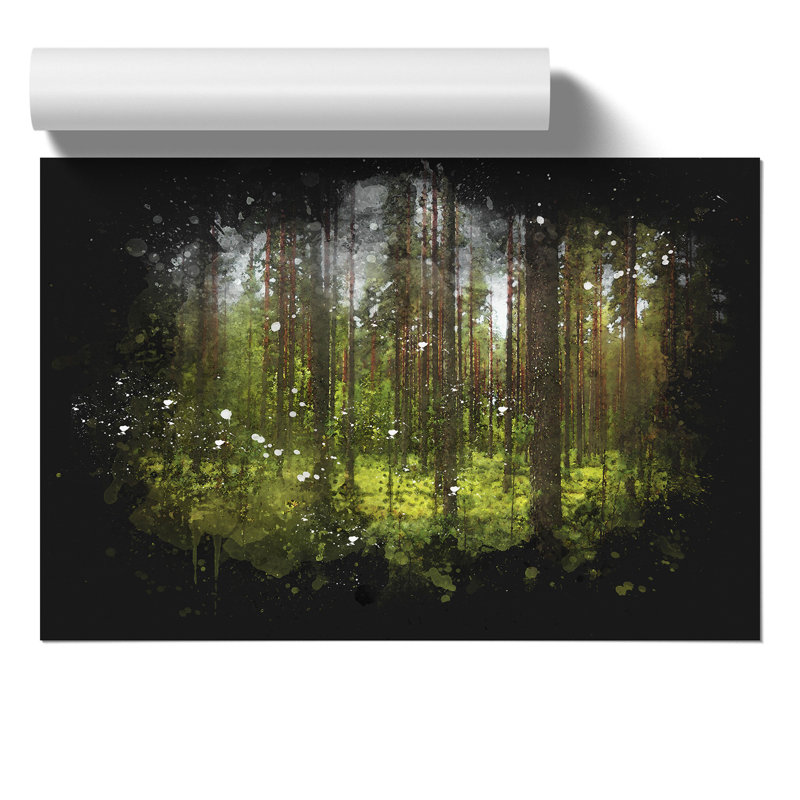 Green Forest Paint Splash - Frameless Print, 59cm H x 84cm W x 0.1cm D