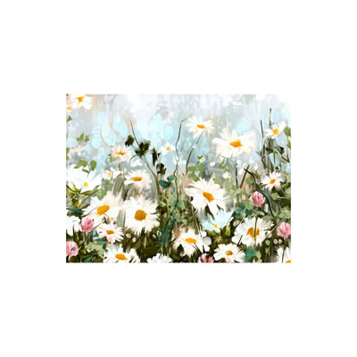 «Daisy Field», reproduction de paysage floral, cadre en bois à l'arrière, 36 po x 24 po