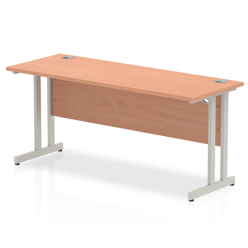 Impulse Metal Base Computer Desk, Silver, Beech, 73cm H x 160cm W x 60cm D