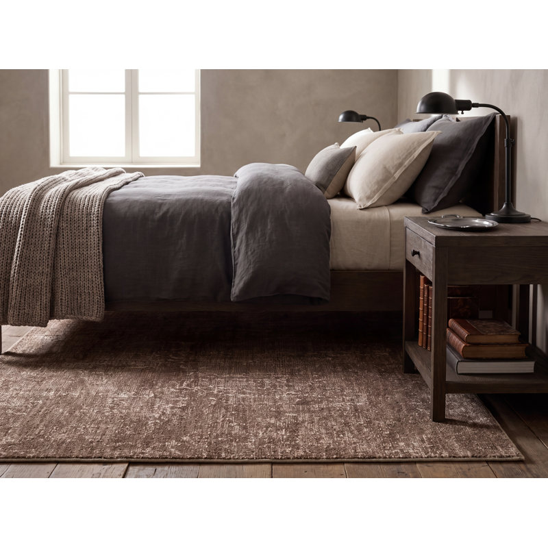 Abstract Indoor Rug, Medium Brown, Rectangle 6 pi 7 po x 9 pi