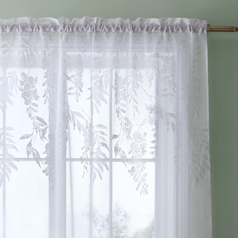 Wisteria Floral Voile Curtain Panel, 138 W x 140 D cm