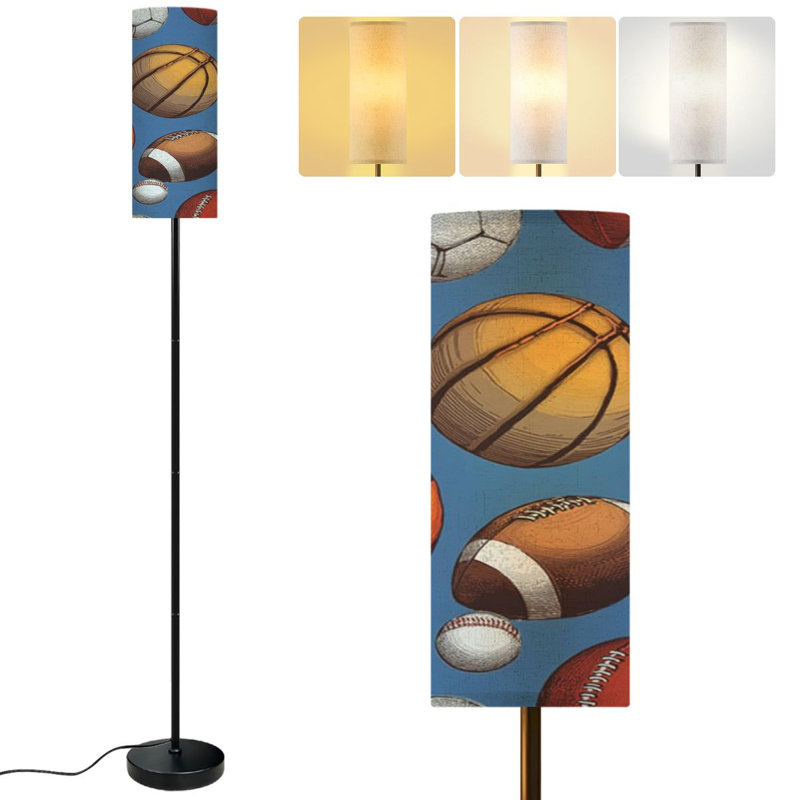  68.5" Standing Floor Lamp Sport ball Dimmable Metal Pole Lamp with Linen Lampshade LED Bulb Included