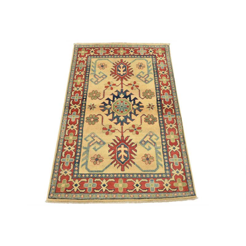 Tapis beige nouvel âge en laine 3 pi 4 po x 5 pi Morrey