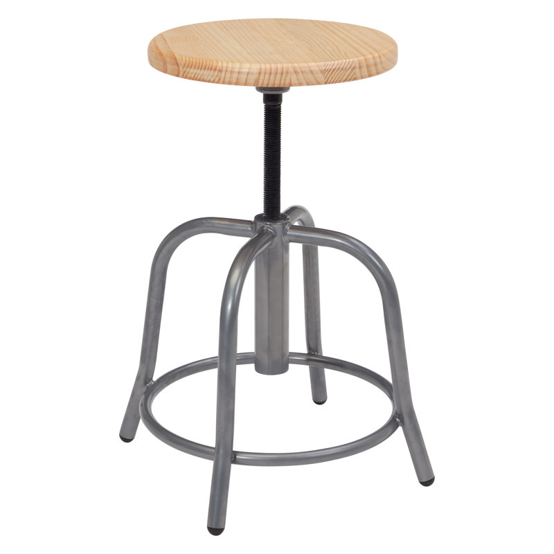 Adjustable Height Ergonomic Lab Stool with Footrest, Gray