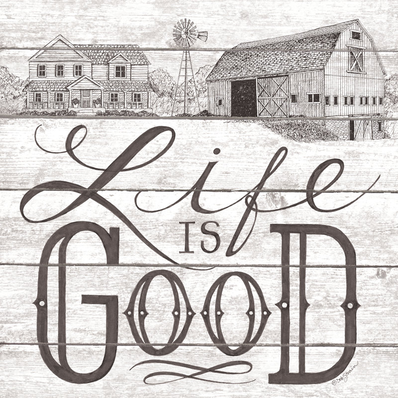 «Life Is Good» par Deb Strain - reproduction imprimée, Toile tendue, No, H 12 po x l 12 po