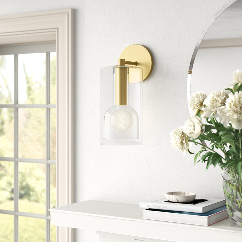 Adreille Steel Armed Sconce, Aged Brass