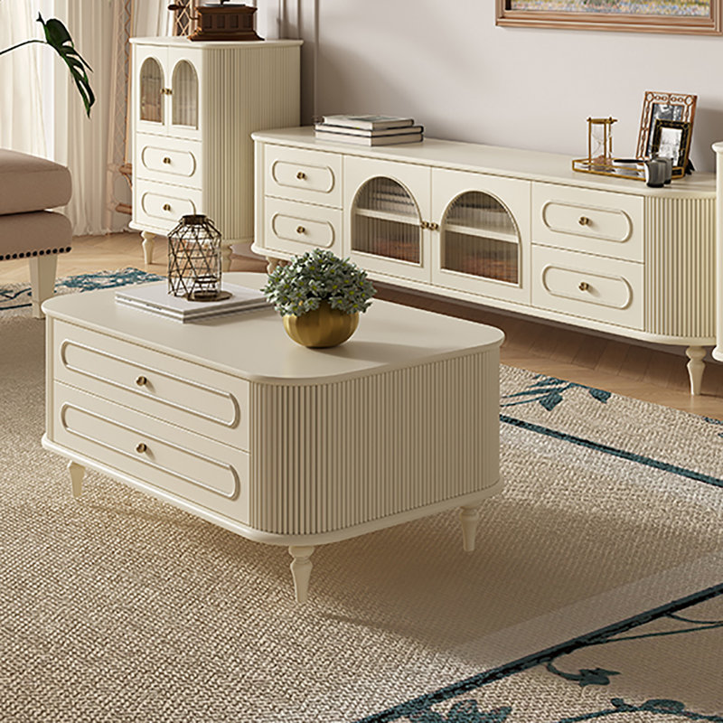 French retro solid wood light luxury coffee table