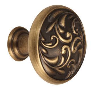 Poignée champignon ornée, Mat anglais antique, H 1,25 po x l 1,5 po x P 1,5 po