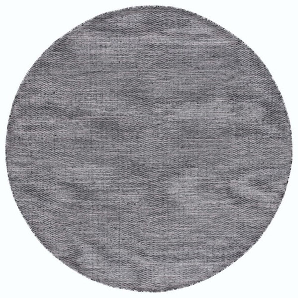 Dallis Black Ivory Hand-Woven Flatweave Cotton Rug, Round 6'